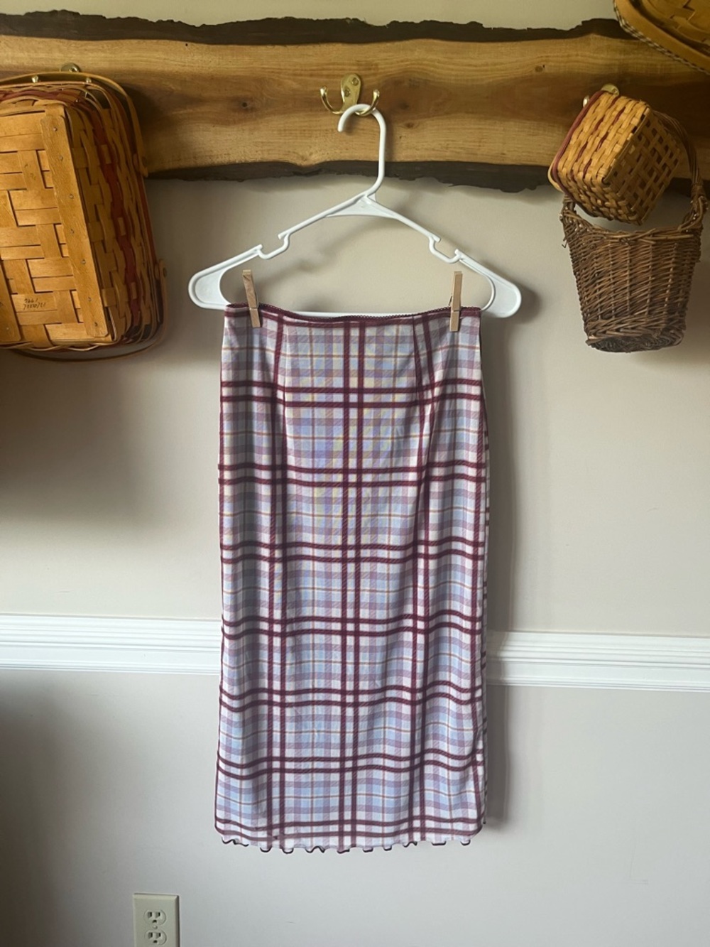 Y2K 90s Forever 21 Midi Slip Column Plaid Skirt S Small